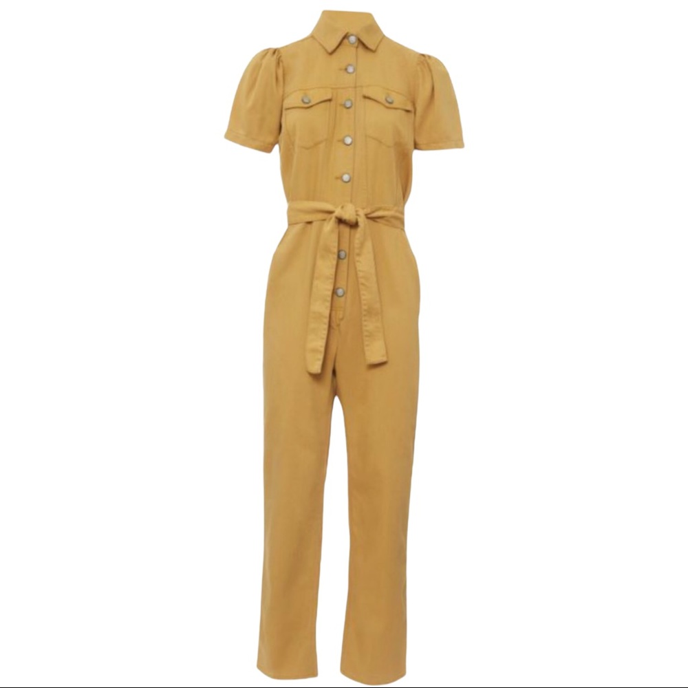 Boyish x Free People The Vincent Sm Yellow Gold Denim Utility Coveralls Jumpsuit - Picture 9 of 13